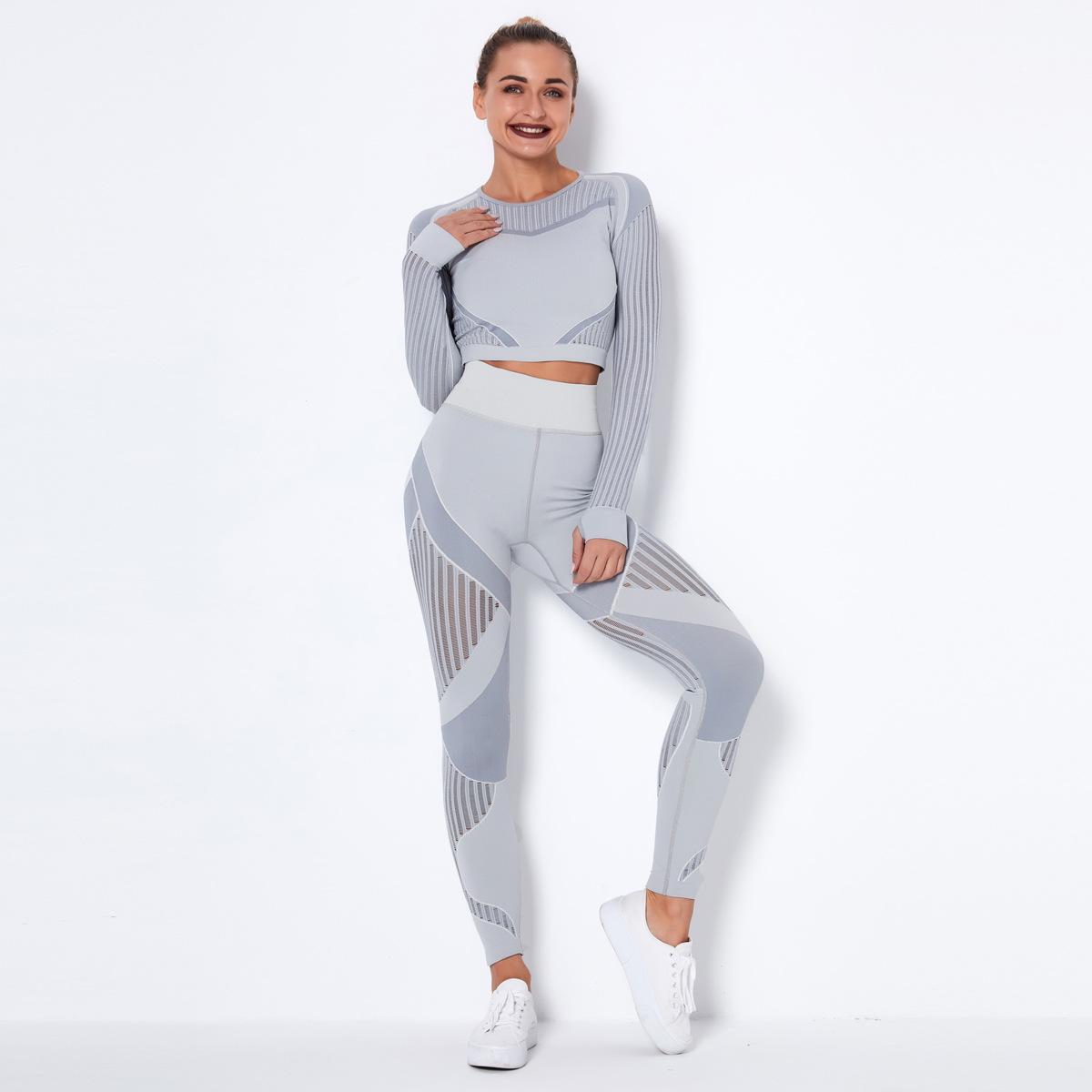 Seamless Knitted Absorbent Yoga Long-sleeved Suit Yoga Wearsuit